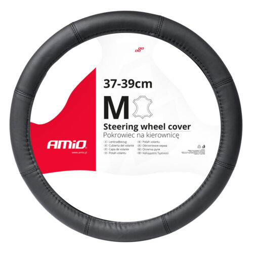 Amio ΚΑΛΥΜΜΑ ΤΙΜΟΝΙΟΥ ΑΠΟ ΤΕΧΝΟΔΕΡΜΑ 37-39CM SWC-48-M ΣΕ ΜΑΥΡΟ ΧΡΩΜΑ ΜΕ ΜΑΥΡΕΣ ΡΑΦΕΣ AMIO – 1 ΤΕΜ.