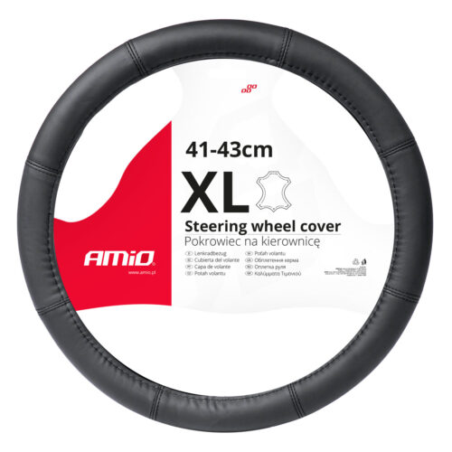 Amio ΚΑΛΥΜΜΑ ΤΙΜΟΝΙΟΥ ΑΠΟ ΤΕΧΝΟΔΕΡΜΑ 41-43CM SWC-48-XL ΣΕ ΜΑΥΡΟ ΧΡΩΜΑ ΜΕ ΜΑΥΡΕΣ ΡΑΦΕΣ AMIO – 1 ΤΕΜ.