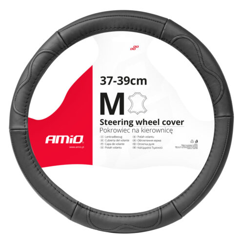 Amio ΚΑΛΥΜΜΑ ΤΙΜΟΝΙΟΥ ΑΠΟ ΤΕΧΝΟΔΕΡΜΑ 37-39CM SWC-49-Μ ΣΕ ΜΑΥΡΟ ΧΡΩΜΑ ΜΕ ΜΑΥΡΕΣ ΡΑΦΕΣ AMIO – 1 ΤΕΜ.
