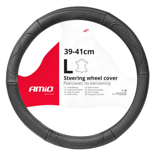 Amio ΚΑΛΥΜΜΑ ΤΙΜΟΝΙΟΥ ΑΠΟ ΤΕΧΝΟΔΕΡΜΑ 39-41CM SWC-49-L ΣΕ ΜΑΥΡΟ ΧΡΩΜΑ ΜΕ ΜΑΥΡΕΣ ΡΑΦΕΣ AMIO – 1 ΤΕΜ.