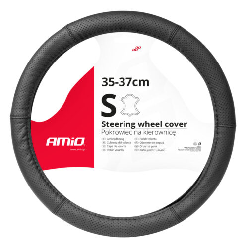 Amio ΚΑΛΥΜΜΑ ΤΙΜΟΝΙΟΥ ΑΠΟ ΔΕΡΜΑ (S) 35/37cm SWC-50-S ΣΕ ΜΑΥΡΟ ΧΡΩΜΑ ΤΡΥΠΗΤΟ ΜΕ ΜΑΥΡΕΣ ΡΑΦΕΣ ΑΜΙΟ – 1 ΤΕΜ.