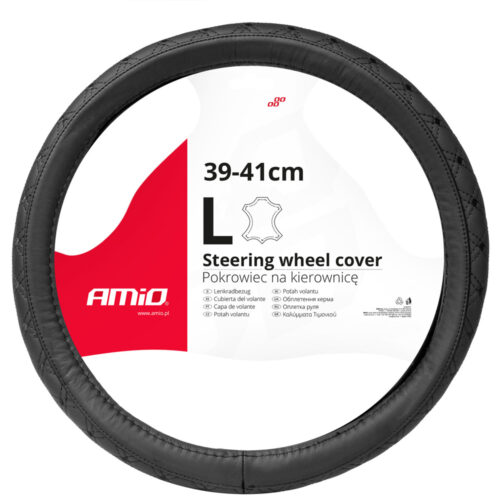 Amio ΚΑΛΥΜΜΑ ΤΙΜΟΝΙΟΥ ΑΠΟ ΤΕΧΝΟΔΕΡΜΑ (L) 39-41cm SWC-51-L ΣΕ ΜΑΥΡΟ ΧΡΩΜΑ ΜΕ ΜΑΥΡΕΣ ΡΑΦΕΣ AMIO – 1 ΤΕΜ.