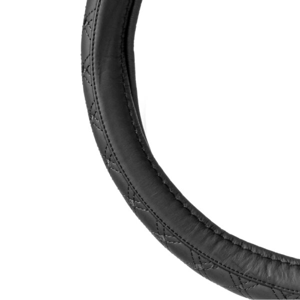 Amio ΚΑΛΥΜΜΑ ΤΙΜΟΝΙΟΥ ΔΕΡΜΑTINO (ΧΧL) 44-46cm SWC-51-ΧΧL ΣΕ ΜΑΥΡΟ ΧΡΩΜΑ ΜΕ ΜΑΥΡΕΣ ΡΑΦΕΣ AMIO - 1 ΤΕΜ. - Image 2