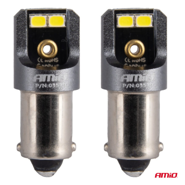 Amio ΛΑΜΠΑΚΙΑ T4W BA9s 12/24V 6.000K 4xSMD LED CAN-BUS ΛΕΥΚΟ 2016 PRO SERIES AMIO - 2 Τεμ. - Image 2
