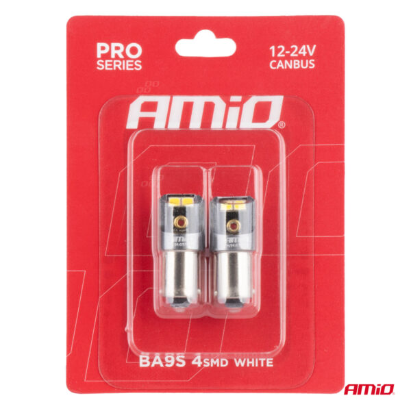 Amio ΛΑΜΠΑΚΙΑ T4W BA9s 12/24V 6.000K 4xSMD LED CAN-BUS ΛΕΥΚΟ 2016 PRO SERIES AMIO - 2 Τεμ. - Image 4