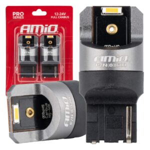 Amio ΛΑΜΠΑΚΙΑ WY21W 7440 12/24V 6.000K 2xSMD LED FULL CAN-BUS ΠΟΡΤΟΚΑΛΙ PRO SERIES AMIO - 2 Τεμ.