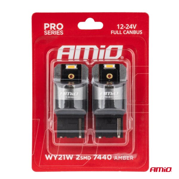 Amio ΛΑΜΠΑΚΙΑ WY21W 7440 12/24V 6.000K 2xSMD LED FULL CAN-BUS ΠΟΡΤΟΚΑΛΙ PRO SERIES AMIO - 2 Τεμ. - Image 4