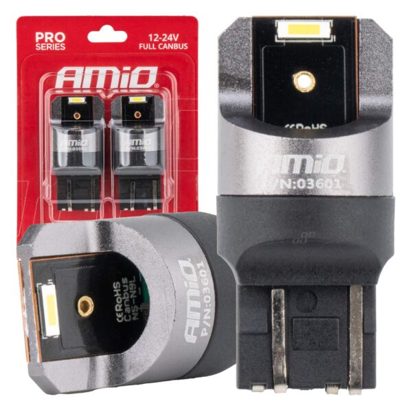 Amio ΛΑΜΠΑΚΙΑ W21/5W 7443 12/24V 6.000K 2xSMD LED FULL CAN-BUS ΛΕΥΚΟ PRO SERIES  AMIO - 2 Τεμ.