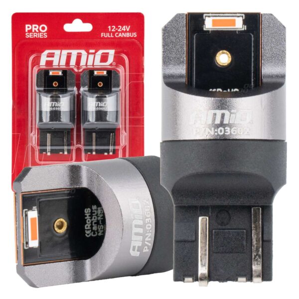 Amio ΛΑΜΠΑΚΙΑ W21/5W 7443 12/24V 6.000K 2xSMD LED FULL CAN-BUS ΚΟΚΚΙΝΟ PRO SERIES  AMIO - 2 Τεμ.