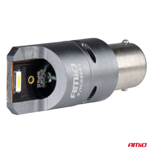 Amio ΛΑΜΠΕΣ P21W BA15S 12/24V 6.000K 2xSMD LED FULL CAN-BUS (ΜΕ ΑΝΕΜΙΣΤΗΡΑΚΙ) ΛΕΥΚΟ PRO SERIES AMIO - 2 ΤΕΜ. - Image 3