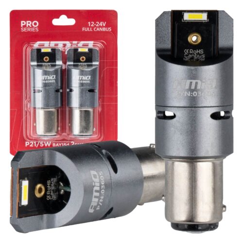 Amio P21/5W BAY15s 12/24V 6.000K 2xSMD LED(ΜΕ ΑΝΕΜΙΣΤΗΡΑΚΙ) FULL CAN-BUS ΛΕΥΚΟ PRO SERIES  AMIO – 2 Τεμ.