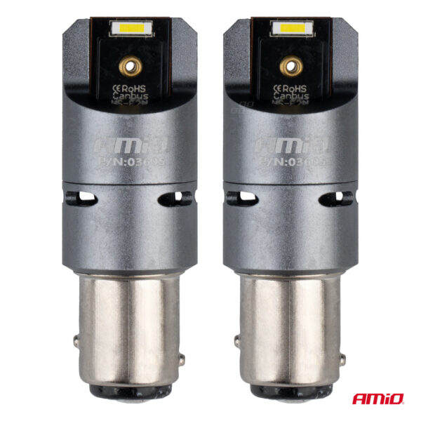 Amio P21/5W BAY15s 12/24V 6.000K 2xSMD LED(ΜΕ ΑΝΕΜΙΣΤΗΡΑΚΙ) FULL CAN-BUS ΛΕΥΚΟ PRO SERIES  AMIO - 2 Τεμ. - Image 2