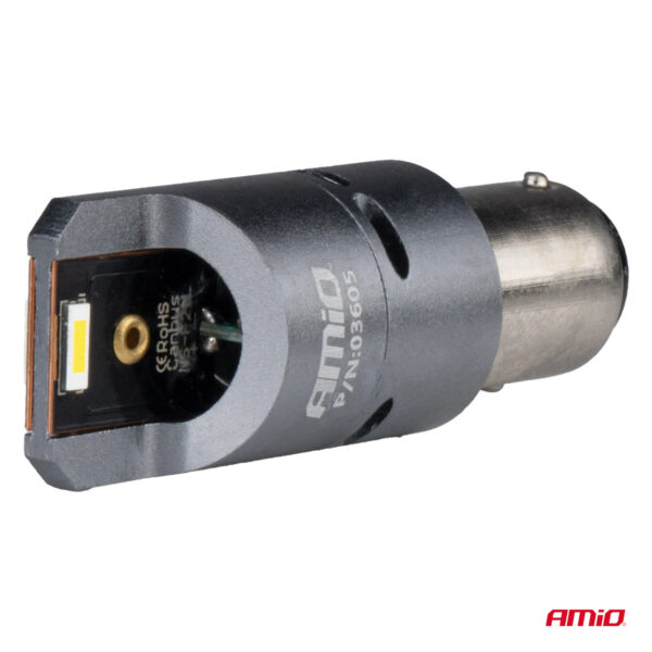 Amio P21/5W BAY15s 12/24V 6.000K 2xSMD LED(ΜΕ ΑΝΕΜΙΣΤΗΡΑΚΙ) FULL CAN-BUS ΛΕΥΚΟ PRO SERIES  AMIO - 2 Τεμ. - Image 3