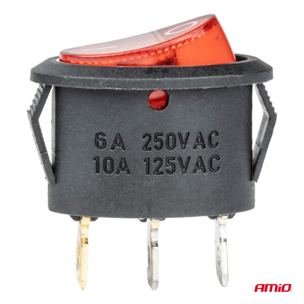 Amio ΔΙΑΚΟΠΤΗΣ ON/OFF 3 ΕΠΑΦΩΝ 12V 230A ΟΒΑΛ ΚΟΚΚΙΝΟΣ ΦΩΤΙΣΜΟΣ ΑΜΙΟ - 1 ΤΕΜ. - Image 3