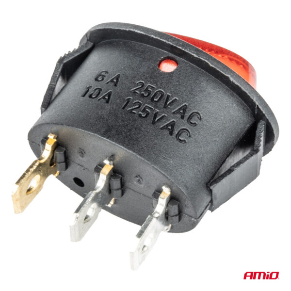 Amio ΔΙΑΚΟΠΤΗΣ ON/OFF 3 ΕΠΑΦΩΝ 12V 230A ΟΒΑΛ ΚΟΚΚΙΝΟΣ ΦΩΤΙΣΜΟΣ ΑΜΙΟ - 1 ΤΕΜ. - Image 4