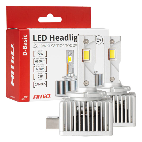 Amio ΛΑΜΠΕΣ LED D1S/D1R 12V 6.000K 6800lm CAN-BUS D-BASIC SERIES AMIO - 2 Τεμ.