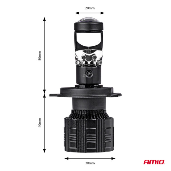 Amio ΛΑΜΠΕΣ H4 PL-LENS SERIES 9>36V 60W 5.000K 3.800lm LED 2x4575 SMD CAN-BUS ΜΕ ΠΡΟΤΖΕΚΤΟΡΑ AMIO - 2 Τεμ. - Image 3