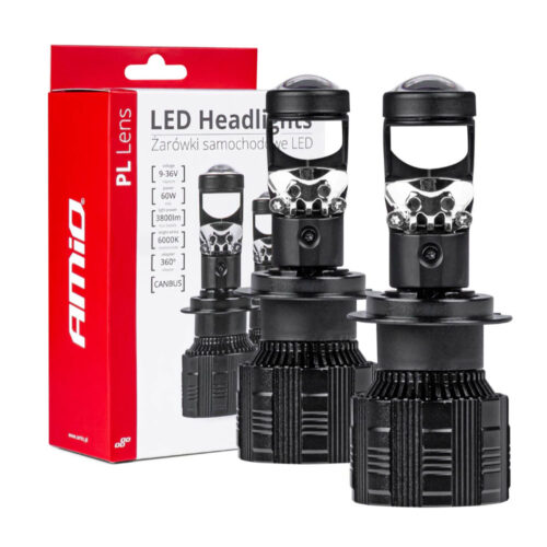 Amio ΛΑΜΠΕΣ H7 PL-LENS SERIES 9>36V 60W 5.000K 3.800lm LED 2×4575 SMD CAN-BUS ΜΕ ΠΡΟΤΖΕΚΤΟΡΑ AMIO – 2 Τεμ.
