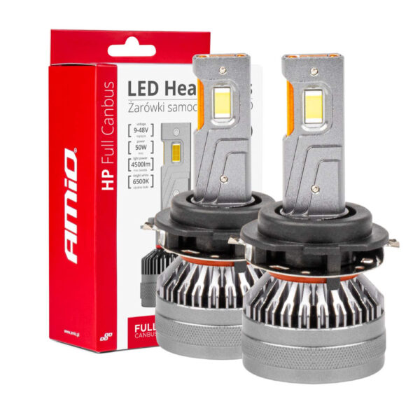 Amio ΛΑΜΠΕΣ H7-6 9>48V 6.500K 4.500lm 50W HP SERIES LED CAN-BUS ΜΕ ΨΥΚΤΡΑ AMIO - 2 Τεμ.