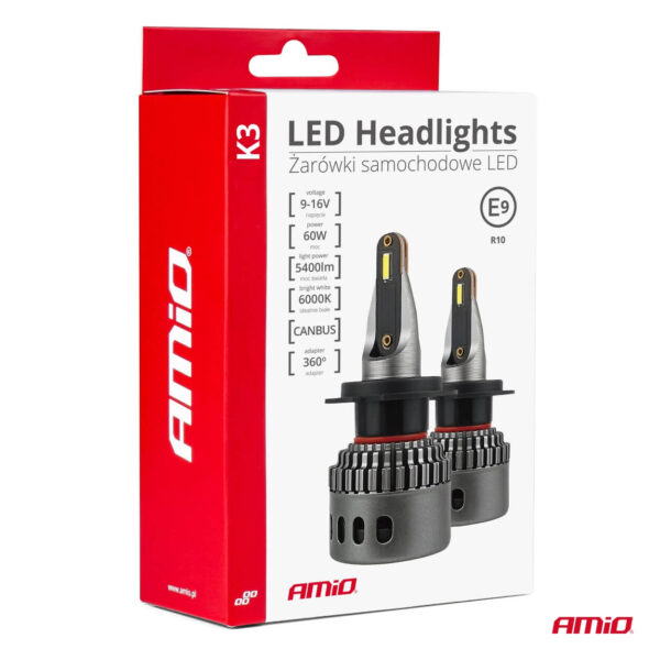 Amio ΛΑΜΠΕΣ H7 9>16V 6.000K 5.400lm 60W K3 SERIES LED CAN-BUS(ΜΕ ΨΥΚΤΡΑ) AMIO - 2 Τεμ. - Image 4