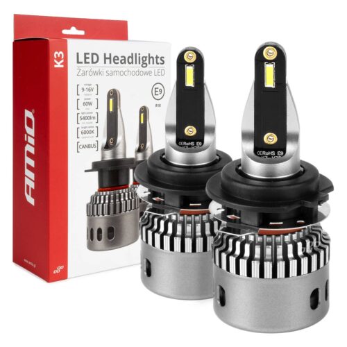 Amio ΛΑΜΠΕΣ H7-1 9>16V 6.000K 5.400lm 60W K3 SERIES LED CAN-BUS (ΜΕ ΨΥΚΤΡΑ) AMIO – 2 Τεμ.