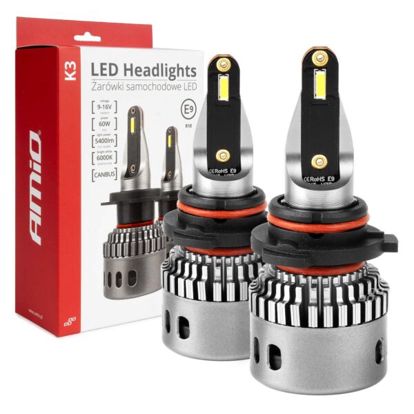 Amio ΛΑΜΠΕΣ HB4 9006 9-16V 6.000K 5.400lm 60W K3 SERIES LED CAN-BUS ΜΕ ΨΥΚΤΡΑ AMIO - 2 ΤΕΜ.