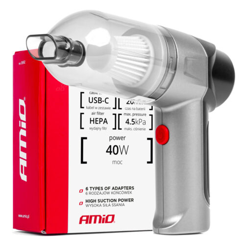 Amio ΗΛΕΚΤΡΙΚΟ ΣΚΟΥΠΑΚΙ ΧΕΙΡΟΣ ΑΣΥΡΜΑΤΟ 40W ΜΕ 6 ΕΞΑΡΤΗΜΑΤΑ ΚΑΘΑΡΙΣΜΟΥ ΚΑΙ ΚΑΛΩΔΙΟ USB-C 7.4V 20min AMIO – 1 Τεμ.
