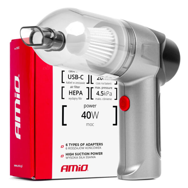Amio ΗΛΕΚΤΡΙΚΟ ΣΚΟΥΠΑΚΙ ΧΕΙΡΟΣ ΑΣΥΡΜΑΤΟ 40W ΜΕ 6 ΕΞΑΡΤΗΜΑΤΑ ΚΑΘΑΡΙΣΜΟΥ ΚΑΙ ΚΑΛΩΔΙΟ USB-C 7.4V 20min AMIO - 1 Τεμ.