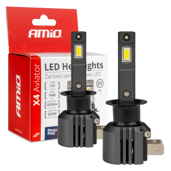 Amio ΛΑΜΠΕΣ LED H1 12V 44W 6.500K 3.936lm CSP X4 SERIES AVIATOR PLUG & PLAY ΑΜΙΟ - 2 ΤΕΜ.
