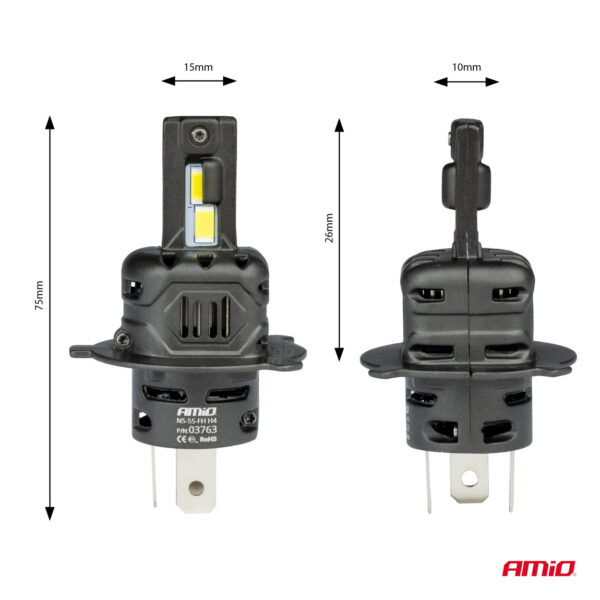 Amio ΛΑΜΠΕΣ LED H4 12V 44W 6.500K 3.936lm CSP X4 SERIES AVIATOR PLUG & PLAY ΑΜΙΟ - 2 ΤΕΜ. - Image 3