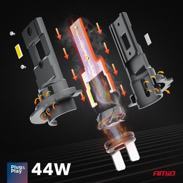 Amio ΛΑΜΠΕΣ LED H7 12V 44W 6.500K 3.936lm CSP X4 SERIES AVIATOR PLUG & PLAY ΑΜΙΟ - 2 ΤΕΜ. - Image 2