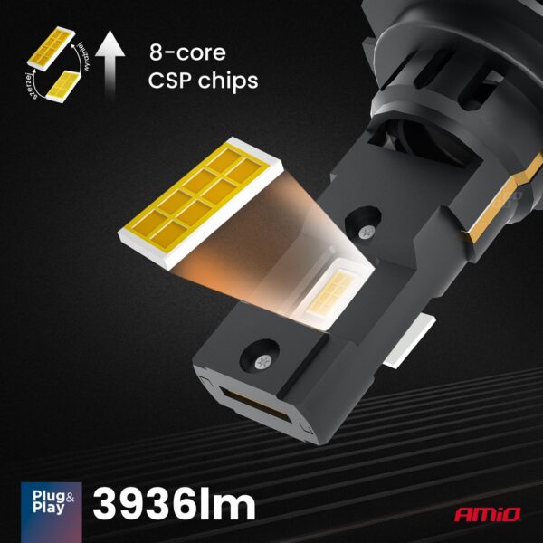 Amio ΛΑΜΠΕΣ LED H7 12V 44W 6.500K 3.936lm CSP X4 SERIES AVIATOR PLUG & PLAY ΑΜΙΟ - 2 ΤΕΜ. - Image 4