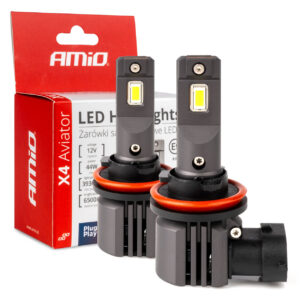 Amio ΛΑΜΠΕΣ LED H8/H9/H11 12V 44W 6.500K 3.936lm X4 SERIES AVIATOR PLUG & PLAY ΑΜΙΟ - 2 ΤΕΜ.
