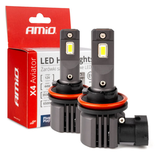 Amio ΛΑΜΠΕΣ LED H8/H9/H11 12V 44W 6.500K 3.936lm X4 SERIES AVIATOR PLUG & PLAY ΑΜΙΟ – 2 ΤΕΜ.