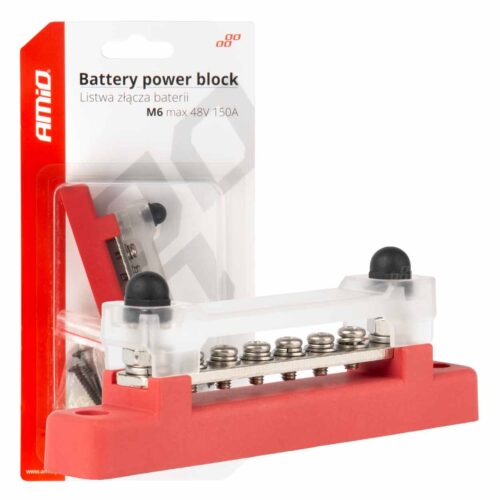 Amio ΜΠΑΡΑ ΚΑΛΩΔΙΩΝ / ΤΕΡΜΑΤΙΚΟ 6 ΘΕΣΕΩΝ max 48V​ ΚΟΚΚΙΝΟ AMIO – 1 Τεμ.