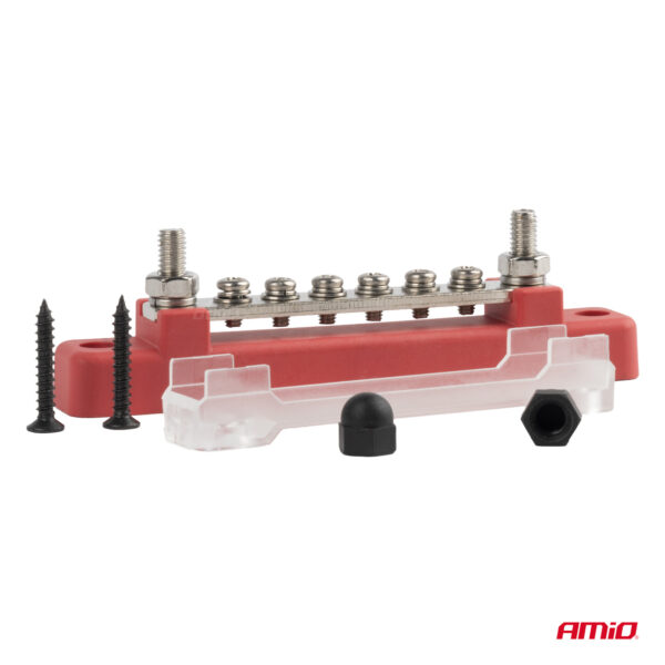 Amio ΜΠΑΡΑ ΚΑΛΩΔΙΩΝ / ΤΕΡΜΑΤΙΚΟ 6 ΘΕΣΕΩΝ max 48V​ ΚΟΚΚΙΝΟ AMIO - 1 Τεμ. - Image 3