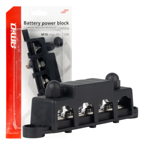 Amio ΜΠΑΡΑ ΚΑΛΩΔΙΩΝ / ΤΕΡΜΑΤΙΚΟ 4 ΘΕΣΕΩΝ M10 max 48V  AMIO – 1 Τεμ.