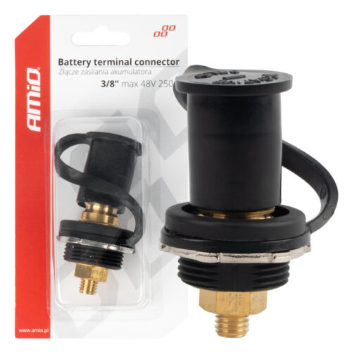 Amio ΠΟΛΟΣ ΜΠΑΤΑΡΙΑΣ ΑΡΝΗΤΙΚΟΣ 3/8” M10 max.48V 250A ΣΕ ΜΑΥΡΟ ΧΡΩΜΑ ΜΕ ΚΑΠΑΚΙ AMIO – 1 Τεμ.