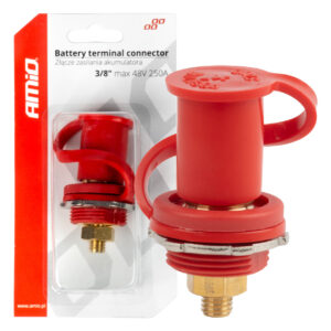 Amio ΠΟΛΟΣ ΜΠΑΤΑΡΙΑΣ ΘΕΤΙΚΟΣ 3/8'' M10 max.48V 250A ΣΕ ΚΟΚΚΙΝΟ ΧΡΩΜΑ ΜΕ ΚΑΠΑΚΙ AMIO - 1 Τεμ.