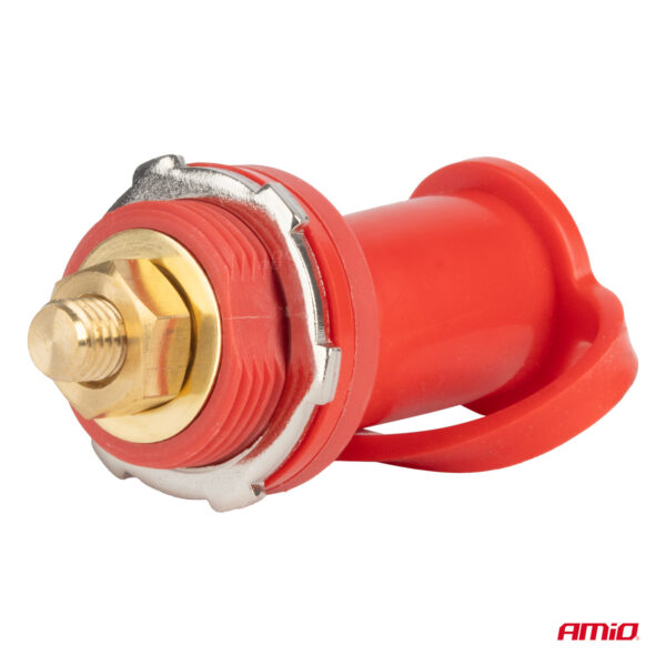Amio ΠΟΛΟΣ ΜΠΑΤΑΡΙΑΣ ΘΕΤΙΚΟΣ 3/8'' M10 max.48V 250A ΣΕ ΚΟΚΚΙΝΟ ΧΡΩΜΑ ΜΕ ΚΑΠΑΚΙ AMIO - 1 Τεμ. - Image 2