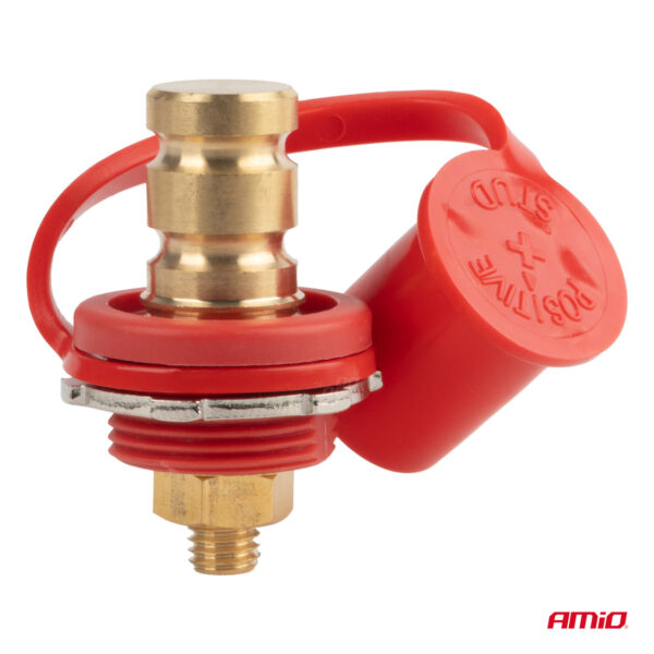 Amio ΠΟΛΟΣ ΜΠΑΤΑΡΙΑΣ ΘΕΤΙΚΟΣ 3/8'' M10 max.48V 250A ΣΕ ΚΟΚΚΙΝΟ ΧΡΩΜΑ ΜΕ ΚΑΠΑΚΙ AMIO - 1 Τεμ. - Image 3