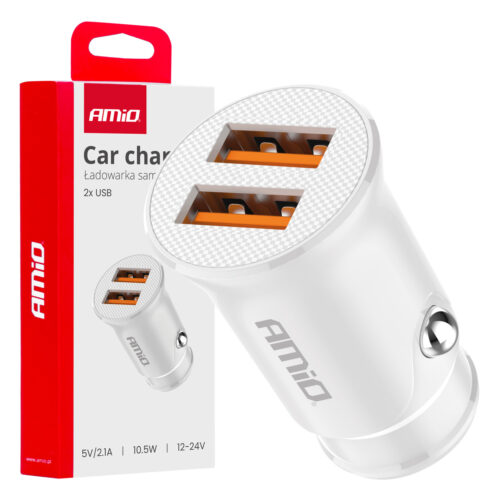 Amio ΦΟΡΤΙΣΤΗΣ ΑΝΑΠΤΗΡΑ 12/24V ΜΕ 2 ΘΥΡΕΣ 2xUSB 10.5W 5V/2.1A ΛΕΥΚΟΣ AMIO – 1 Τεμ.