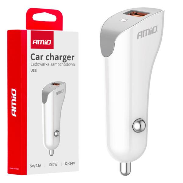 Amio ΦΟΡΤΙΣΤΗΣ ΑΝΑΠΤΗΡΑ 12/24V ΜΕ 1 ΘΥΡΑ USB 10.5W 5V/2.1A ΛΕΥΚΟΣ AMIO - 1 Τεμ.