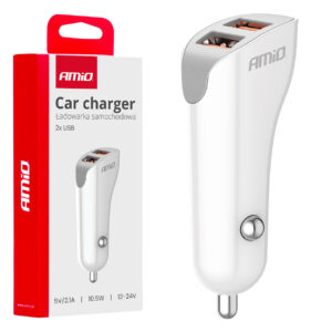 Amio ΦΟΡΤΙΣΤΗΣ ΑΝΑΠΤΗΡΑ 12/24V ΜΕ 2 ΘΥΡΕΣ 2xUSB 10.5W 5V/2.1A ΛΕΥΚΟ AMIO - 1 Τεμ.