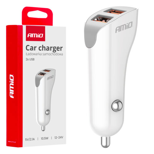 Amio ΦΟΡΤΙΣΤΗΣ ΑΝΑΠΤΗΡΑ 12/24V ΜΕ 2 ΘΥΡΕΣ 2xUSB 10.5W 5V/2.1A ΛΕΥΚΟ AMIO – 1 Τεμ.