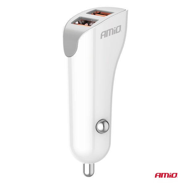 Amio ΦΟΡΤΙΣΤΗΣ ΑΝΑΠΤΗΡΑ 12/24V ΜΕ 2 ΘΥΡΕΣ 2xUSB 10.5W 5V/2.1A ΛΕΥΚΟ AMIO - 1 Τεμ. - Image 2