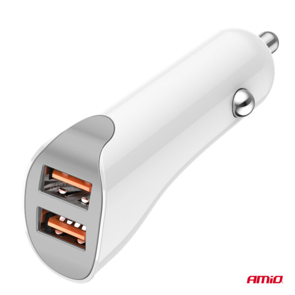 Amio ΦΟΡΤΙΣΤΗΣ ΑΝΑΠΤΗΡΑ 12/24V ΜΕ 2 ΘΥΡΕΣ 2xUSB 10.5W 5V/2.1A ΛΕΥΚΟ AMIO - 1 Τεμ. - Image 3