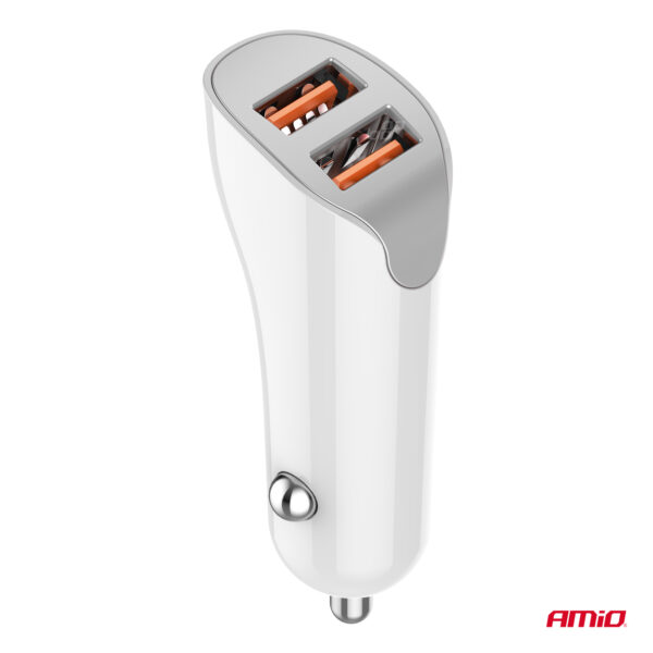 Amio ΦΟΡΤΙΣΤΗΣ ΑΝΑΠΤΗΡΑ 12/24V ΜΕ 2 ΘΥΡΕΣ 2xUSB 10.5W 5V/2.1A ΛΕΥΚΟ AMIO - 1 Τεμ. - Image 4