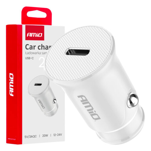 Amio ΦΟΡΤΙΣΤΗΣ ΑΝΑΠΤΗΡΑ 12/24V ΜΕ 1 ΘΥΡΑ USB-C 20W 5V/3AQC ΤΑΧΕΙΑΣ ΦΟΡΤΙΣΗΣ ΛΕΥΚΟΣ AMIO – 1 Τεμ.