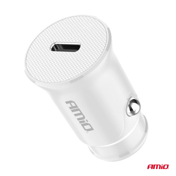 Amio ΦΟΡΤΙΣΤΗΣ ΑΝΑΠΤΗΡΑ 12/24V ΜΕ 1 ΘΥΡΑ USB-C 20W 5V/3AQC ΤΑΧΕΙΑΣ ΦΟΡΤΙΣΗΣ ΛΕΥΚΟΣ AMIO - 1 Τεμ. - Image 2